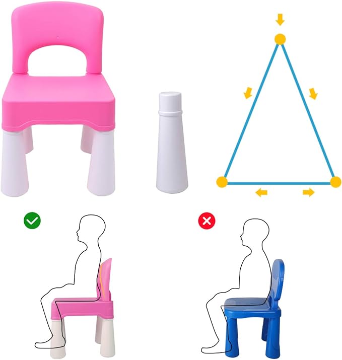 burgkidz Plastic Kids Chair, Durable and Lightweight, 9.3" Height Seat, Indoor or Outdoor Use for Toddlers Boys Girls Aged 3+ (Pink)