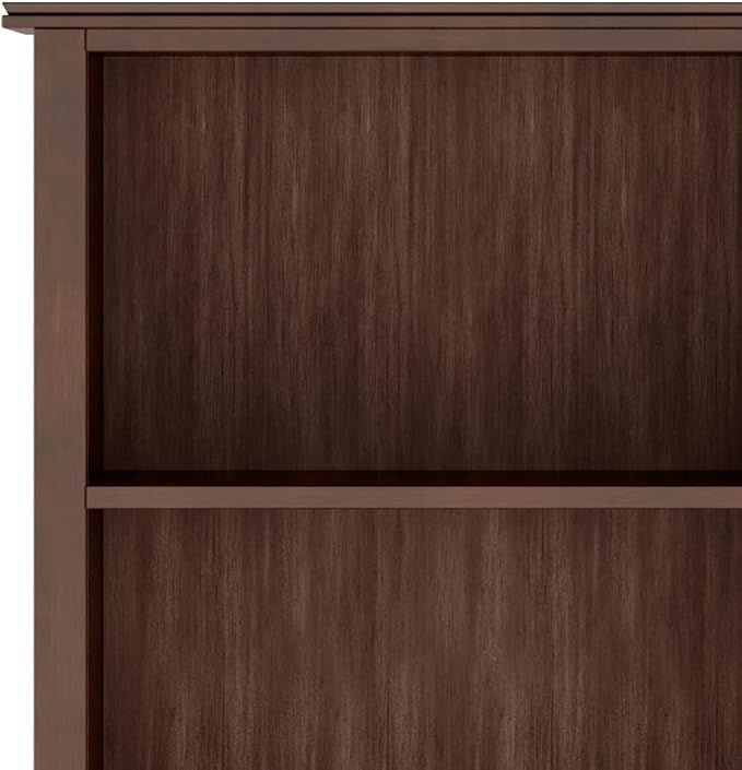 SIMPLIHOME Artisan SOLID WOOD 26 Inch Contemporary 5 Shelf Bookcase in Russet Brown, For the Living Room, Study Room and Office