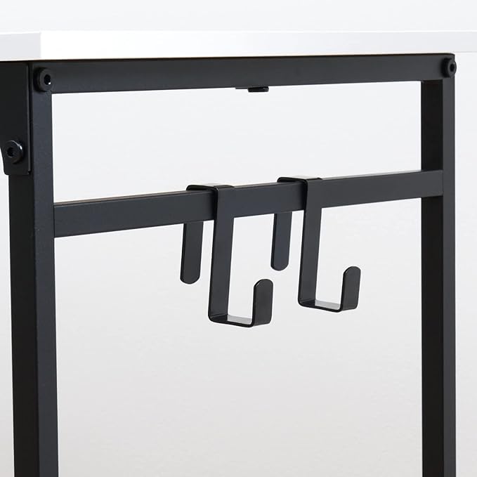 TEAMIX White Compact Computer Desk 32'' Study Writing Desk for Home Office Mini Laptop Desk with Hooks Small Spaces Heavy-Duty Steel Legs