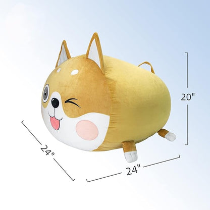 Shiba Inu Dog Stuffed Animal Storage for Children Room Decorations, Boys and Girls Bean Bag Chairs, Toys Organizers, Velvet Fabric Super Soft Large Size Cover Only