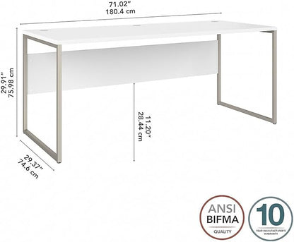 Bush Business Furniture Hybrid 72W x 30D Computer Table Desk with Metal Legs in White