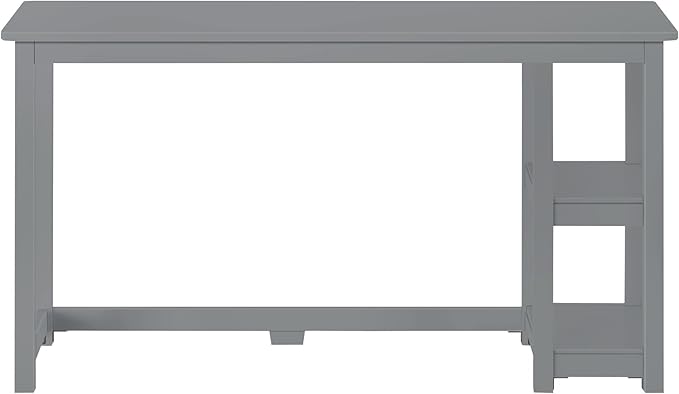 Max & Lily Solid Wood Desk With Shelves, 55 Inches, Grey