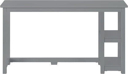 Max & Lily Solid Wood Desk With Shelves, 55 Inches, Grey