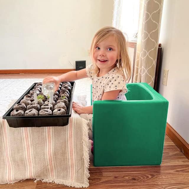 Children's Factory 3-in-1 Cube Chair for Kids, Flexible Seating Classroom Furniture, 1-Pack, Green