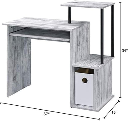 Acme Lyphre Wooden Top Computer Desk in Antique White and Black