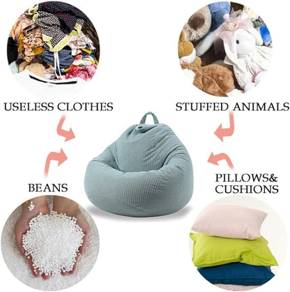 Stuffed Animal Storage Bean Bag Chair Cover (No Filler) Washable Ultra Soft Corduroy Bean Bag Cover for Organizing Plush Toys, Bean Bag for Adults