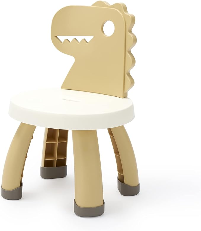 Toddler Chair,Plastic Kids Dino Chair,Sturdy Durable and Lightweight Toddler's Activity Chairs,Anti-Slip Ergonomic Design kids step stool,Indoor or Outdoor Use for Boys Girls Aged 2+ (Yellow)