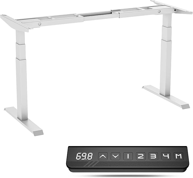 Electric Standing Desk Frame Dual Motor Height Adjustable Desk Motorized Stand Up Desk-White(Frame Only)