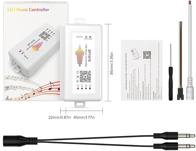 BTF-LIGHTING FCOB RGB WS2811 IC WS2812B WS2811 WS2813 SP107E Music Bluetooth Full Color Controller Support Almost All The LED IC Chip Suit for LED Strip,Matrix Panel,Module Buli-in Mic/AUX Input