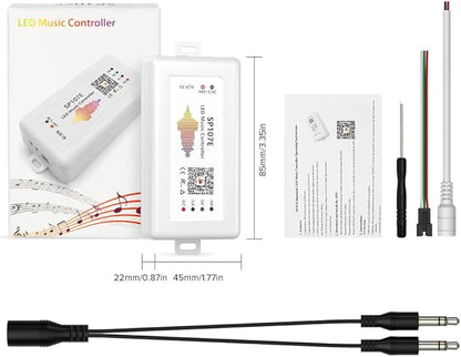BTF-LIGHTING FCOB RGB WS2811 IC WS2812B WS2811 WS2813 SP107E Music Bluetooth Full Color Controller Support Almost All The LED IC Chip Suit for LED Strip,Matrix Panel,Module Buli-in Mic/AUX Input