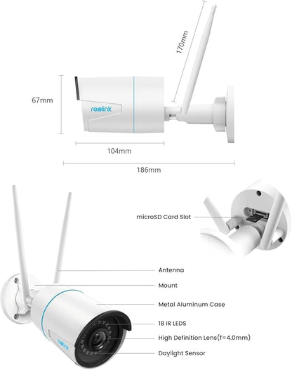 REOLINK Plug-in Outdoor WiFi Security Camera, 5MP HD Dual Band Wired Wi-Fi Camera for Home Security-2.4/5 Ghz, Smart Detection, Motion Detection, Night Vision, IP67 Waterproof, RLC-510WA
