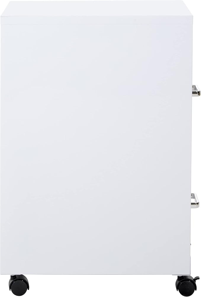 OSP Home Furnishings 2 Drawer Mobile Locking Metal File Cabinet, White