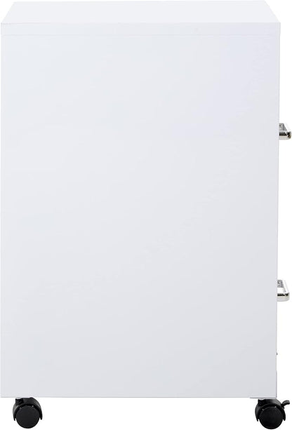 OSP Home Furnishings 2 Drawer Mobile Locking Metal File Cabinet, White