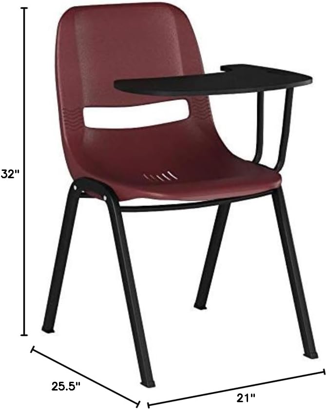 Flash Furniture HERCULES 5 Pack Burgundy Ergonomic Shell Chair with Left Handed Flip-Up Tablet Arm