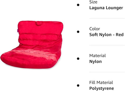 Posh Creations Structured Comfy Seat for Bedrooms and Dorm Rooms, Large Bean Bag Chair, Laguna Lounger, Red