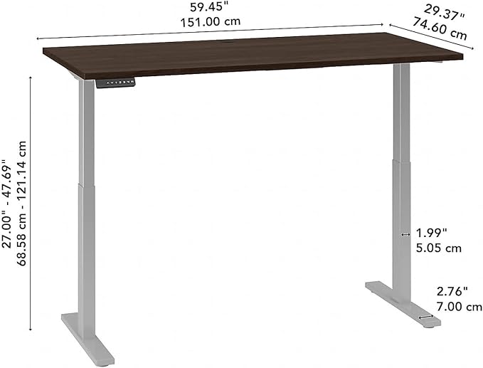 Bush Business Furniture Move 60 27-48-Inch Adjustable Desk, Black Walnut/Cool Gray Metallic (M6S6030BWSK)