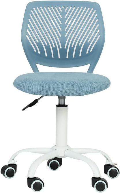 FurnitureR Writing Task Chair for Teens Boys Girls 360 Rolling Wheels Fabric Soft Pad Seat Breathable Backrest, Height Adjustable Liftup 29.5"-34.3",Blue Fabric