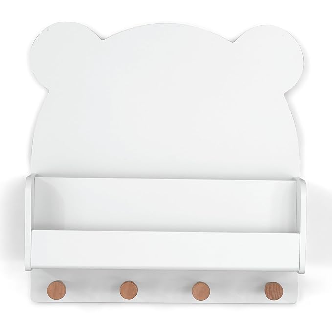 Delta Children babyGap Charlie 6-in-1 Convertible Crib + Brannan Bear Bookcase with Bins + Brannan Bear Wall Shelf with 4 Hooks, Bianca White (Bundle)
