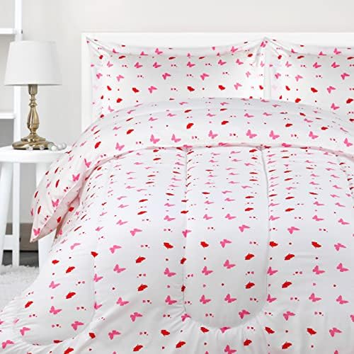 Utopia Bedding All Season Butterfly Comforter Set with 2 Pillow Cases, 3 Piece Soft Brushed Microfiber Kids Bedding Set for Boys/Girls, Machine Washable (Twin)