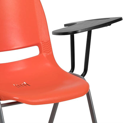 Flash Furniture Orange Ergonomic Shell Chair with Left Handed Flip-Up Tablet Arm