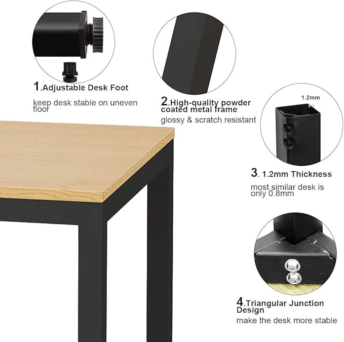 SogesGame Computer Desk, 63 inches Office Desk Computer Table Study Writing Desk Workstation for Home Office, Teak Dining Table