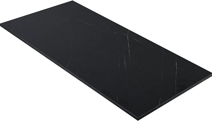 Kaboon Universal Tabletop 45"x20", Solid One-Piece Melamine Table Top, Double Desk L-Desk Floating Desk DIY, Home and Office,Cloud Atlas/Black Marble