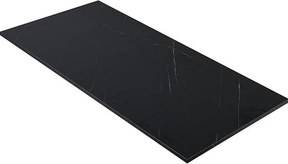 Kaboon Universal Tabletop 59.1"x23.62", Solid One-Piece Melamine Table Top, Double Desk L-Desk DIY, Home and Office Countertop, Cloud Atlas/Black Marble