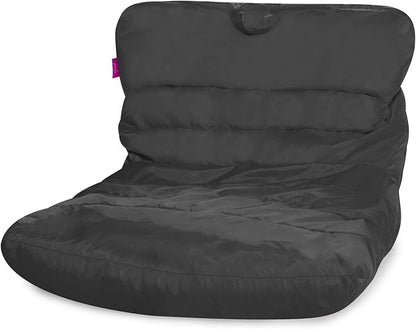 Posh Creations Structured Comfy Bean Bag Chair for Gaming, Reading, and Watching TV, Laguna Lounger, Microsuede - Charcoal Gray