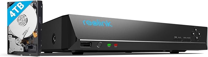 REOLINK 16CH Network Video Recorder for Home Security Camera System,Only Work with 16MP/12MP/4K/8MP/5MP/4MP The Same Brand PoE IP Cam,24/7 Recording to Pre-Installed 4TB Hard Drive,RLN16-410