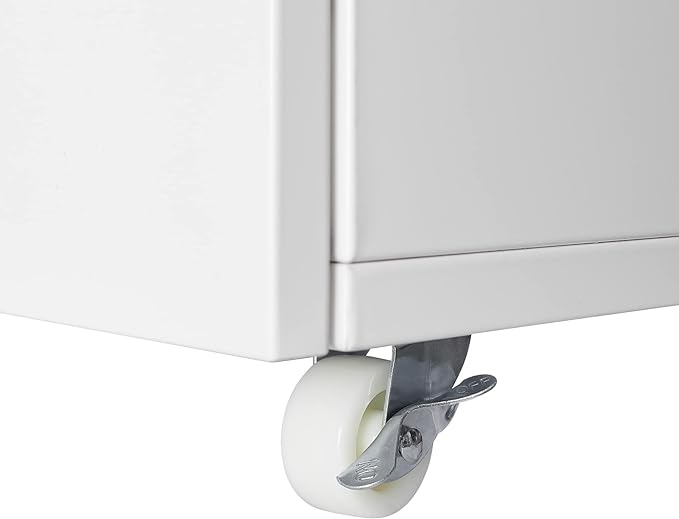 17.70" Metal Office Copier 2 Door and 360 ° Universal Wheel,Mobile Lateral Filing Cabinets w/Aluminum Alloy Handle,Rolling Printer Stand for Legal/Letter/A4,White