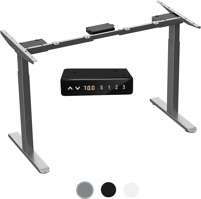 AIMEZ0 Dual Motor Electric Sit Stand Desk Standing Desk Frame Adjustable Height 27.4-45.6 inches DIY Motorized Computer Desk for Home and Office Gray (Frame Only)
