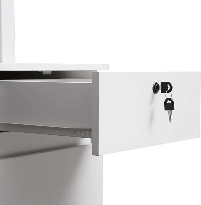 NicBex Laik-DW-00025-DX Desks, 51.18" W x 24.8" D x 59.44" H, White