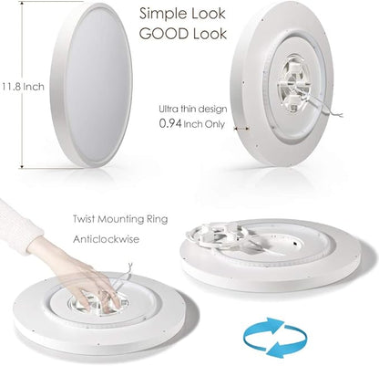 TALOYA Alexa Ceiling Light Smart, WiFi, Compatible with Google, 15.8 Inch Modern Dimmable Flush Mount LED Light Fixture for Living Room Office Kitchen, 28W RGBW