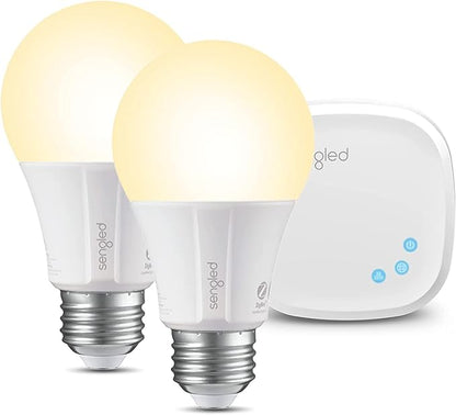 Sengled Smart Light Bulb Starter Kit, Smart Bulbs that Compatible with Alexa, Google Home, 2700K Soft White Alexa Light Bulbs, A19 E26 Dimmable Bulbs 800LM, 9 (60W Equivalent), 2 Bulbs with Hub, New