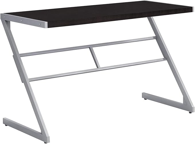 Monarch Specialties Simple Modern Study Laptop Table for Home & Office Computer Desk-Z-Shaped Metal Leg, 48" L, Cappuccino