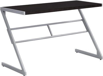 Monarch Specialties Simple Modern Study Laptop Table for Home & Office Computer Desk-Z-Shaped Metal Leg, 48" L, Cappuccino