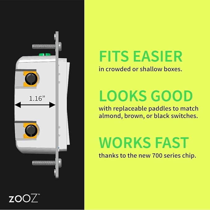 Zooz 800 Series Z-Wave Long Range On/Off Switch ZEN71 800LR, White | Direct 3-Way (No Add-On Switch Needed) | Z-Wave Hub Required