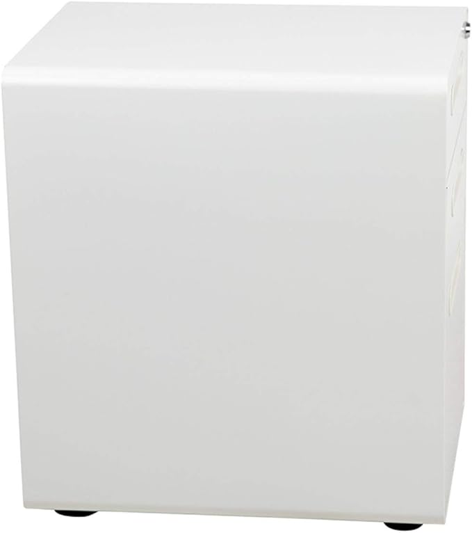 Flash Furniture Wren Ergonomic 3-Drawer Mobile Locking Filing Cabinet with Anti-Tilt Mechanism and Hanging Drawer for Legal & Letter Files, White