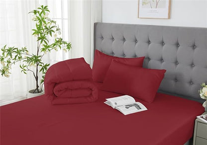 3 Piece Solid Color All Season Bedding Comforter Set Microfiber Soft Lightweight Bedding Set for Kids Teens Adults Room Decor with 1 Comforter and 2 Pillowcases Queen