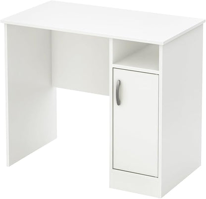 South Shore Small Computer Desk with Door, Pure White