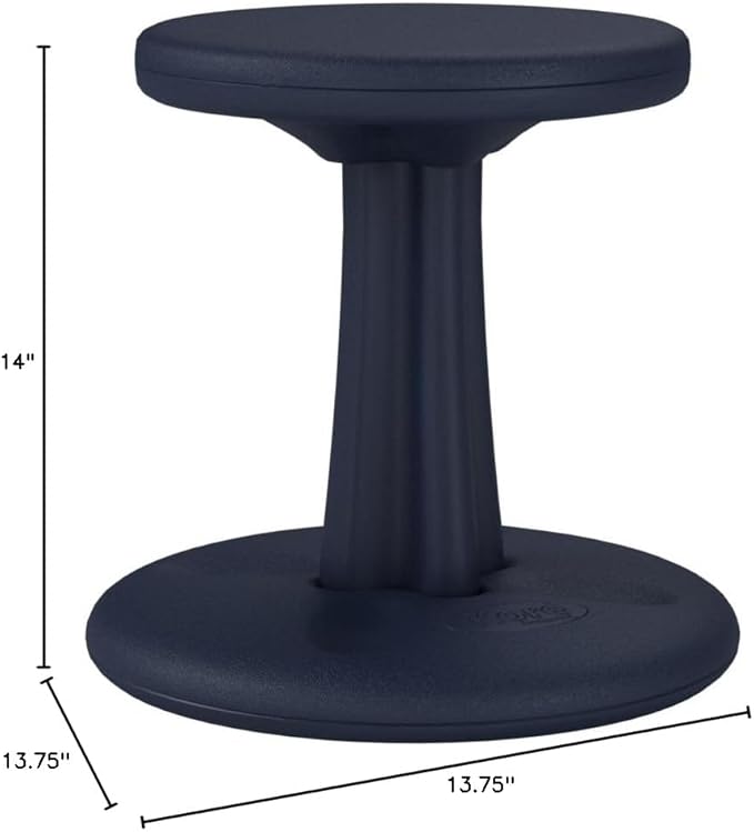 Kore Kids Wobble Chair - Flexible Seating Stool for Classroom & Elementary School, ADD/ADHD - Made in The USA - Age 6-7, Grade 1-2, Dark Blue (14in)