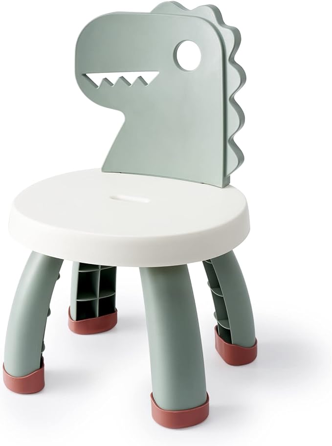 Toddler Chair,Plastic Kids Dino Chair,Sturdy Durable and Lightweight Toddler's Activity Chairs,Anti-Slip Ergonomic Design kids step stool,Indoor or Outdoor Use for Boys Girls Aged 1+ (Green)