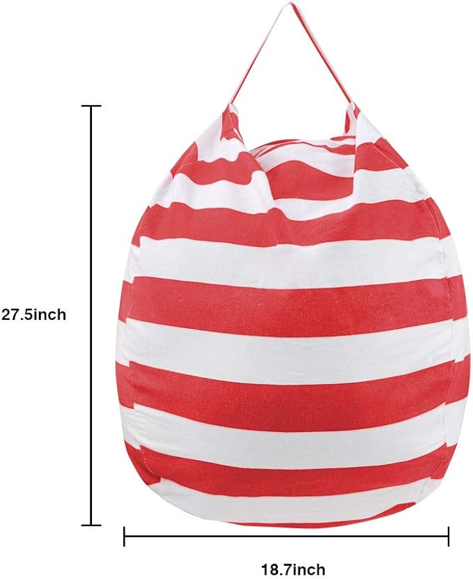 Stuffed Animal Storage Bean Bag Chair Cover for Kids room, 27Inch Stuff and sit storage bean bag for organizing boys and girls Plush Toy, christmas gifts—Red