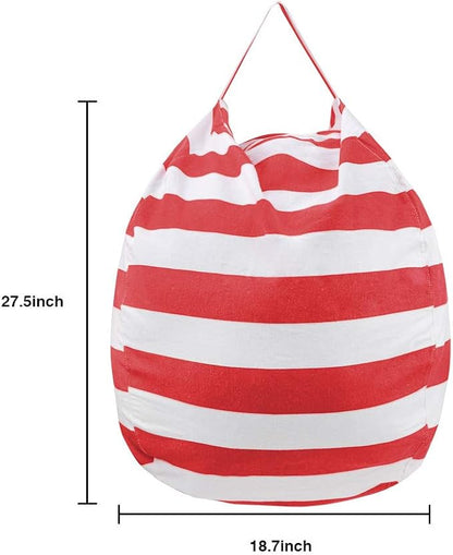 Stuffed Animal Storage Bean Bag Chair Cover for Kids room, 27Inch Stuff and sit storage bean bag for organizing boys and girls Plush Toy, christmas gifts—Red