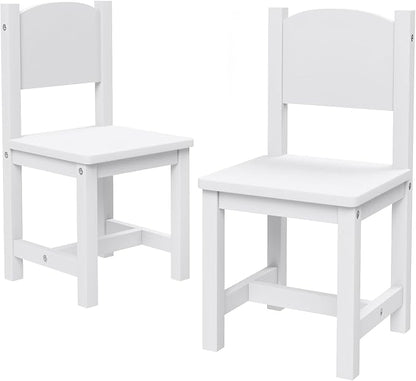 Timy Toddler Wooden Chair Pair, Kids Furniture for Eating, Reading, Playing 2 Pack (White)