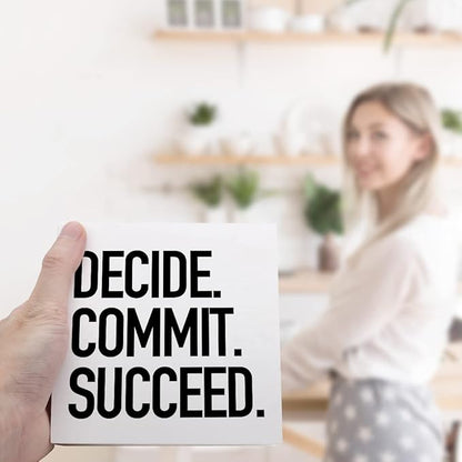 Decide Commit Succeed Wooden Sign Desk Decor,Motivational Fitness Gym Workout Quote Wood Block Sign Desk Decorations for Home Gym Office Desk Shelf Table Decor