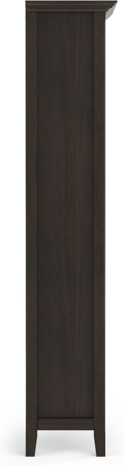 SIMPLIHOME Amherst SOLID WOOD Transitional 5 Shelf Bookcase for The Living, Study Room and Office, 36 inch, Hickory Brown