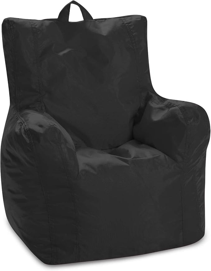 Posh Creations Bean Bag Structured Seat for Toddlers and Kids, Comfy Chair for Children, Pasadena, Black