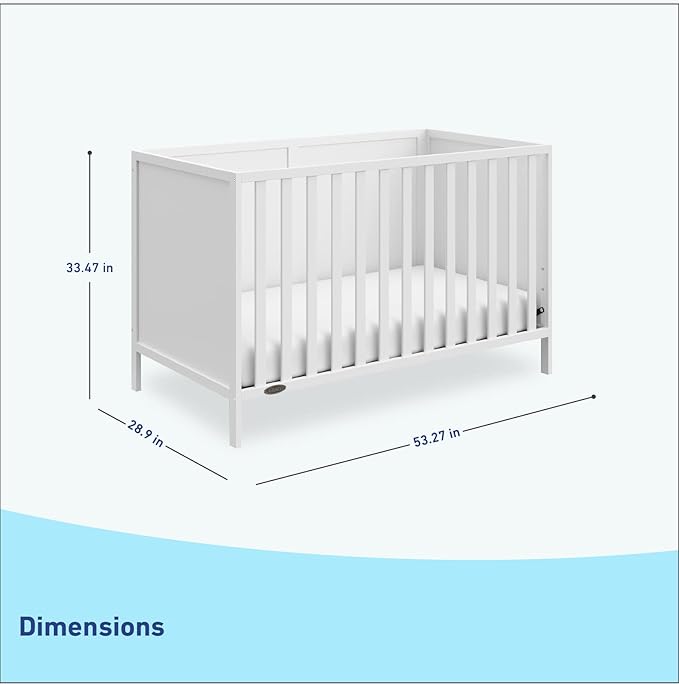 Graco Theo 3-in-1 Convertible Crib (White) - GREENGUARD Gold Certified, Converts to Toddler Bed & Daybed, Fits Standard Full-Size Crib Mattress, 4 Adjustable Mattress Heights
