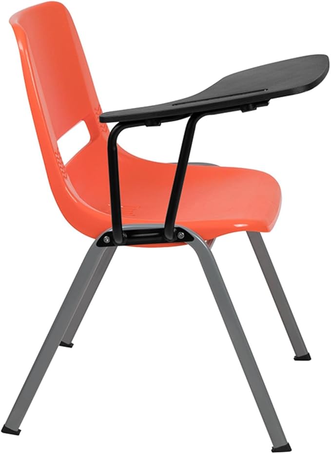 Flash Furniture HERCULES Orange Ergonomic Shell Chair with Right Handed Flip-Up Tablet Arm